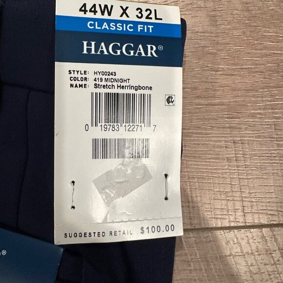HAGGAR CLASSIC FIT BLUE SUIT PANTS 44 X 32 NEW FLEX WAIST - Picture 11 of 11